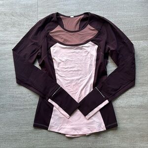 Lululemon Trail Bound Black Cherry Strawberry Milkshake Long Sleeve Top Size 4